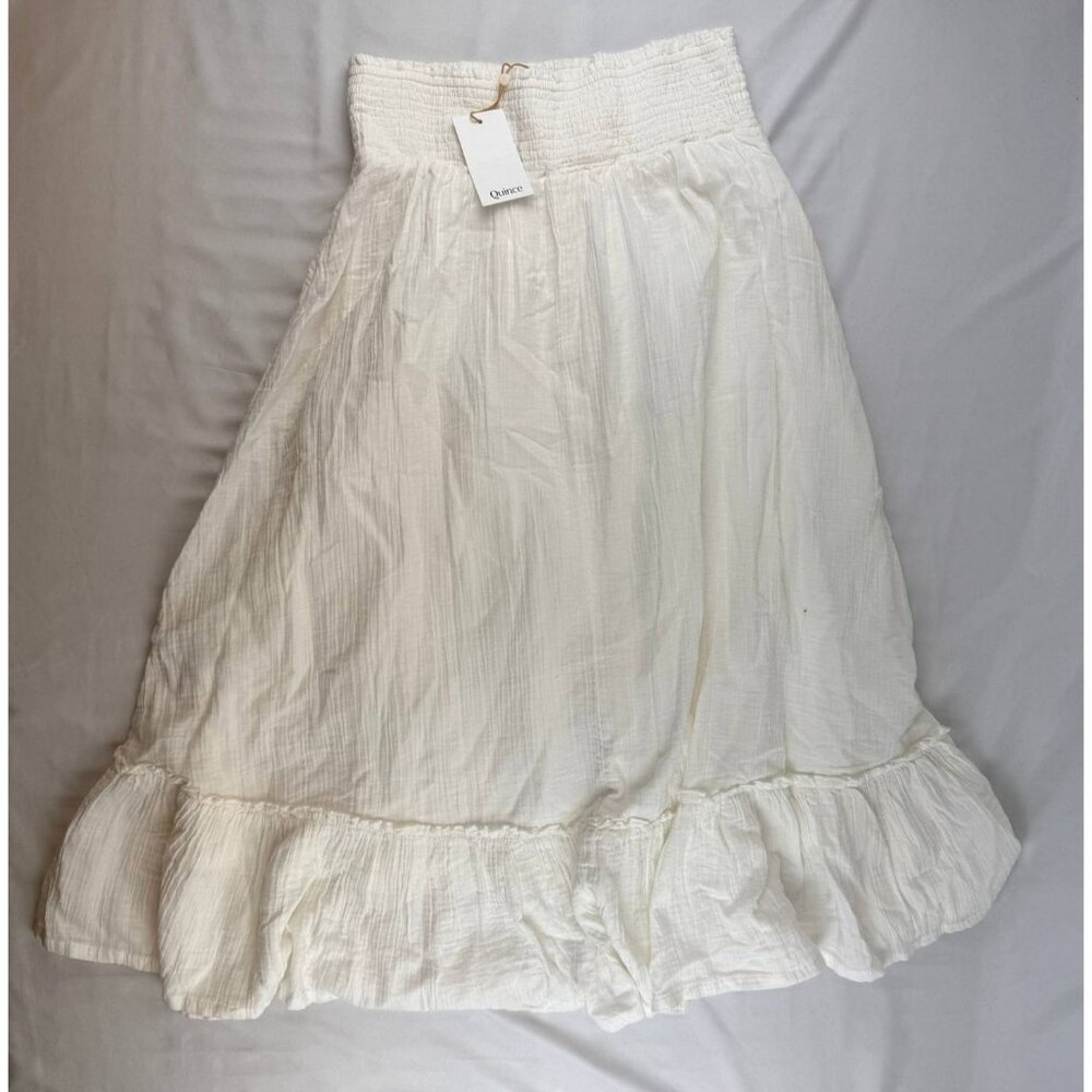 NWT Quince 100% Organic Cotton Gauze Smocked Maxi Skirt Size M - Picture 2 of 10